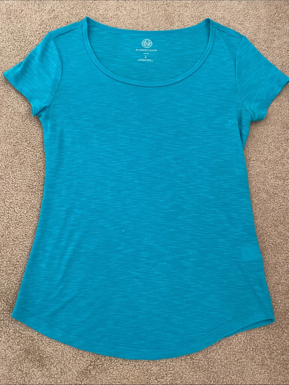 So Teal Scoop Neck Short Sleeve Tee